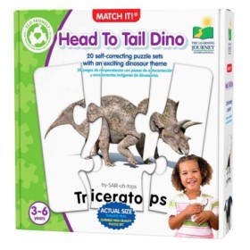 Puzzle Educativ STEM de potrivire Corpul dinozaurilor cu 20 perechi de piese mari si auto-corectante 3-6 ani